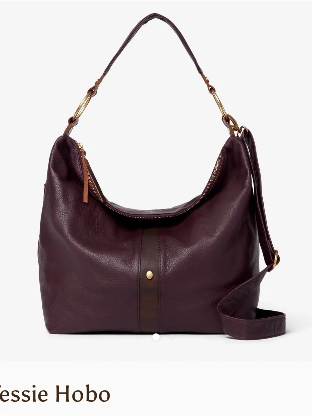 Plum Pebbled Leather Hobo Shoulder Bag